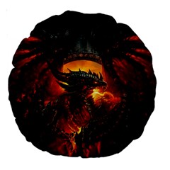 Red And Black Dragon Fire Large 18  Premium Round Cushions by danenraven