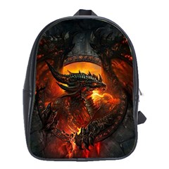 Red And Black Dragon Fire School Bag (xl) by danenraven