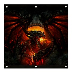 Red And Black Dragon Fire Banner And Sign 4  X 4 