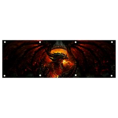 Red And Black Dragon Fire Banner And Sign 9  X 3 