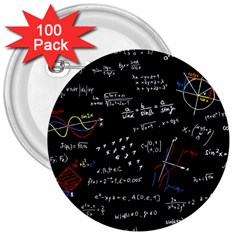 Black Background Text Overlay  Mathematics Formula 3  Buttons (100 Pack)  by danenraven