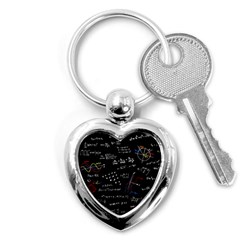 Black Background Text Overlay  Mathematics Formula Key Chain (heart) by danenraven