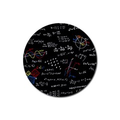 Black Background Text Overlay  Mathematics Formula Rubber Coaster (round) by danenraven