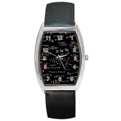 Black Background Text Overlay  Mathematics Formula Barrel Style Metal Watch by danenraven