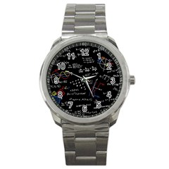 Black Background Text Overlay  Mathematics Formula Sport Metal Watch by danenraven