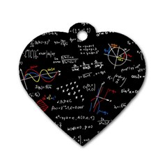 Black Background Text Overlay  Mathematics Formula Dog Tag Heart (two Sides) by danenraven