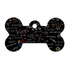 Black Background Text Overlay  Mathematics Formula Dog Tag Bone (one Side) by danenraven