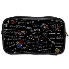 Black Background Text Overlay  Mathematics Formula Toiletries Bag (one Side) by danenraven