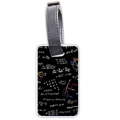 Black Background Text Overlay  Mathematics Formula Luggage Tag (one Side) by danenraven