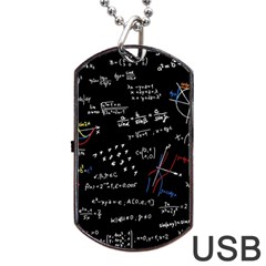 Black Background Text Overlay  Mathematics Formula Dog Tag Usb Flash (one Side) by danenraven