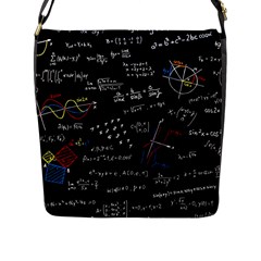 Black Background Text Overlay  Mathematics Formula Flap Closure Messenger Bag (l) by danenraven