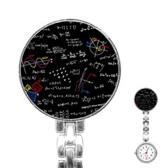 Black Background Text Overlay  Mathematics Formula Stainless Steel Nurses Watch by danenraven