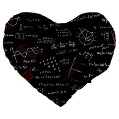 Black Background Text Overlay  Mathematics Formula Large 19  Premium Flano Heart Shape Cushions by danenraven