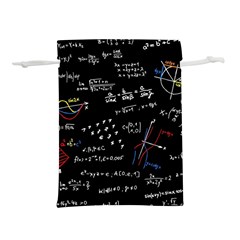 Black Background Text Overlay  Mathematics Formula Lightweight Drawstring Pouch (m) by danenraven