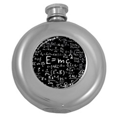 Science Einstein Formula Mathematics Physics Round Hip Flask (5 Oz) by danenraven