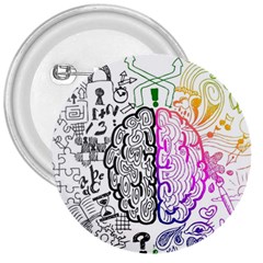 Anatomy Brain Head Medical Psychedelic  Skull 3  Buttons by danenraven