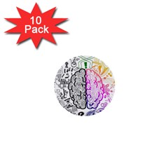 Anatomy Brain Head Medical Psychedelic  Skull 1  Mini Buttons (10 Pack)  by danenraven