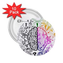 Anatomy Brain Head Medical Psychedelic  Skull 2 25  Buttons (10 Pack)  by danenraven