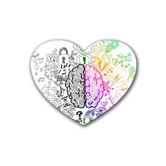 Anatomy Brain Head Medical Psychedelic  Skull Rubber Coaster (heart) by danenraven