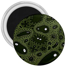 Green Bacteria Digital Wallpaper Eyes Look Biology Pattern 3  Magnets by danenraven