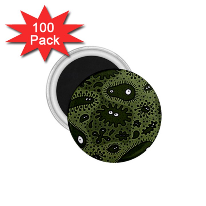 Green Bacteria Digital Wallpaper Eyes Look Biology Pattern 1.75  Magnets (100 pack) 