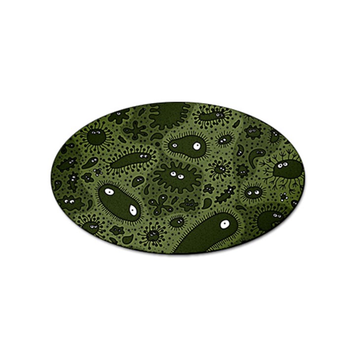 Green Bacteria Digital Wallpaper Eyes Look Biology Pattern Sticker (Oval)