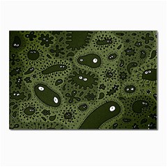 Green Bacteria Digital Wallpaper Eyes Look Biology Pattern Postcards 5  X 7  (pkg Of 10) by danenraven