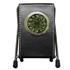 Green Bacteria Digital Wallpaper Eyes Look Biology Pattern Pen Holder Desk Clock by danenraven