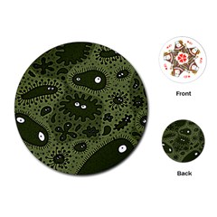 Green Bacteria Digital Wallpaper Eyes Look Biology Pattern Playing Cards Single Design (round) by danenraven