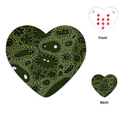 Green Bacteria Digital Wallpaper Eyes Look Biology Pattern Playing Cards Single Design (heart)