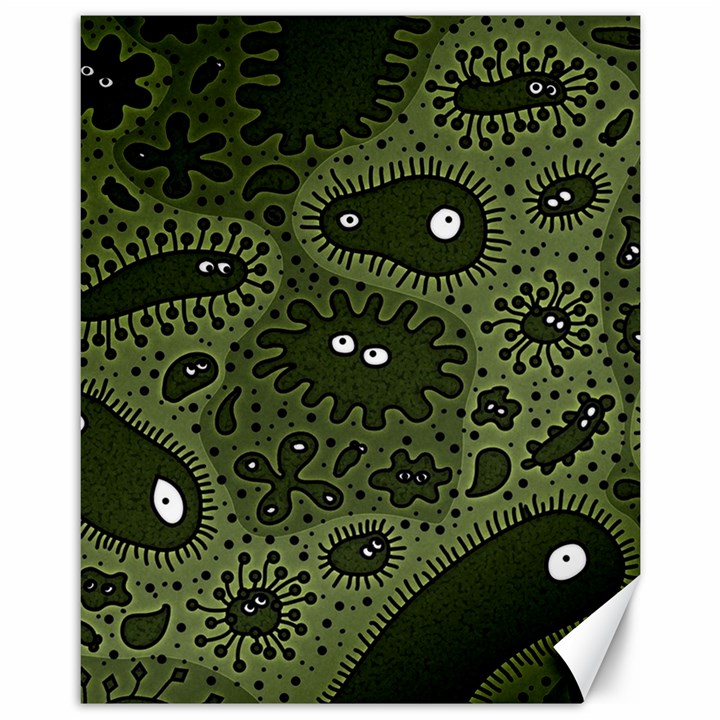 Green Bacteria Digital Wallpaper Eyes Look Biology Pattern Canvas 11  x 14 