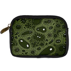 Green Bacteria Digital Wallpaper Eyes Look Biology Pattern Digital Camera Leather Case by danenraven