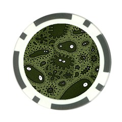 Green Bacteria Digital Wallpaper Eyes Look Biology Pattern Poker Chip Card Guard (10 Pack) by danenraven