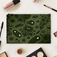 Green Bacteria Digital Wallpaper Eyes Look Biology Pattern Cosmetic Bag (large) by danenraven