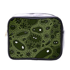 Green Bacteria Digital Wallpaper Eyes Look Biology Pattern Mini Toiletries Bag (one Side)