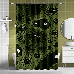 Green Bacteria Digital Wallpaper Eyes Look Biology Pattern Shower Curtain 48  X 72  (small)  by danenraven