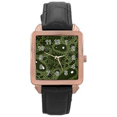 Green Bacteria Digital Wallpaper Eyes Look Biology Pattern Rose Gold Leather Watch  by danenraven