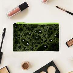 Green Bacteria Digital Wallpaper Eyes Look Biology Pattern Cosmetic Bag (xs) by danenraven