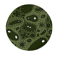 Green Bacteria Digital Wallpaper Eyes Look Biology Pattern Mini Round Pill Box (pack Of 3) by danenraven