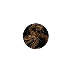 Gold And Silver Dragon Illustration Chinese Dragon Animal 1  Mini Buttons