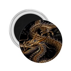 Gold And Silver Dragon Illustration Chinese Dragon Animal 2 25  Magnets by danenraven