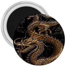 Gold And Silver Dragon Illustration Chinese Dragon Animal 3  Magnets