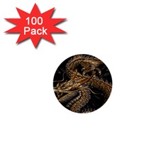 Gold And Silver Dragon Illustration Chinese Dragon Animal 1  Mini Buttons (100 pack) 