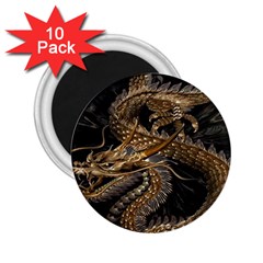 Gold And Silver Dragon Illustration Chinese Dragon Animal 2.25  Magnets (10 pack) 