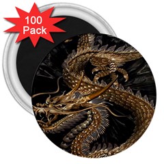 Gold And Silver Dragon Illustration Chinese Dragon Animal 3  Magnets (100 pack)