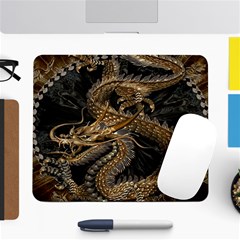 Gold And Silver Dragon Illustration Chinese Dragon Animal Large Mousepad by danenraven