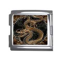 Gold And Silver Dragon Illustration Chinese Dragon Animal Mega Link Italian Charm (18mm) by danenraven