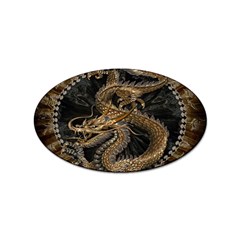 Gold And Silver Dragon Illustration Chinese Dragon Animal Sticker (oval)