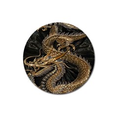 Gold And Silver Dragon Illustration Chinese Dragon Animal Magnet 3  (Round)