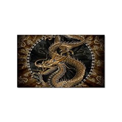 Gold And Silver Dragon Illustration Chinese Dragon Animal Sticker Rectangular (10 pack)